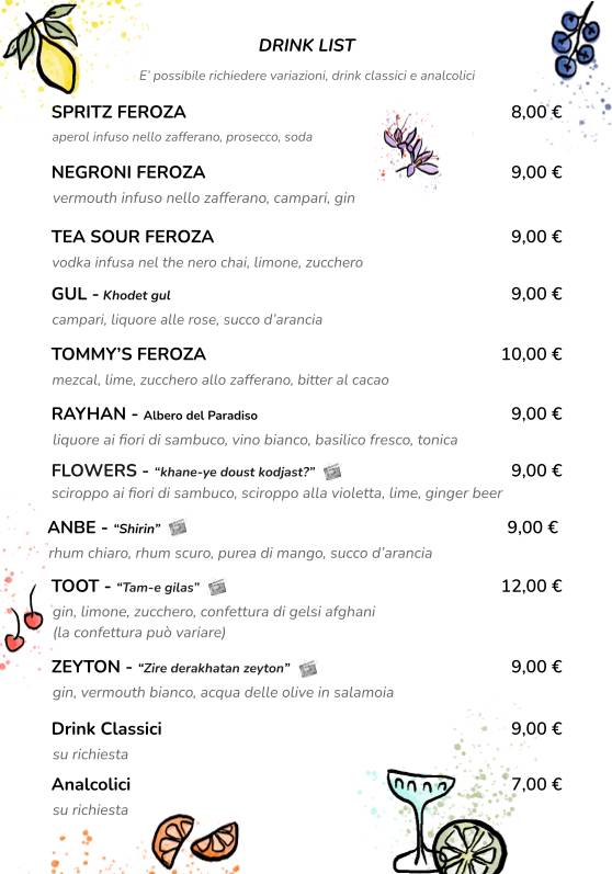 Menu di فیروزه FEROZA 