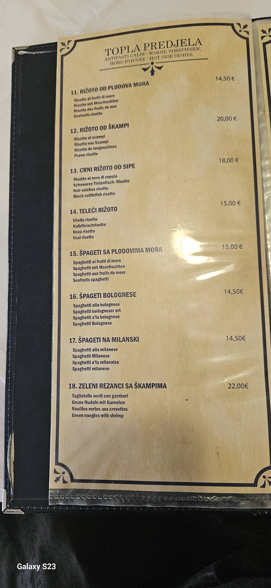 Menu di U.O Aenona 