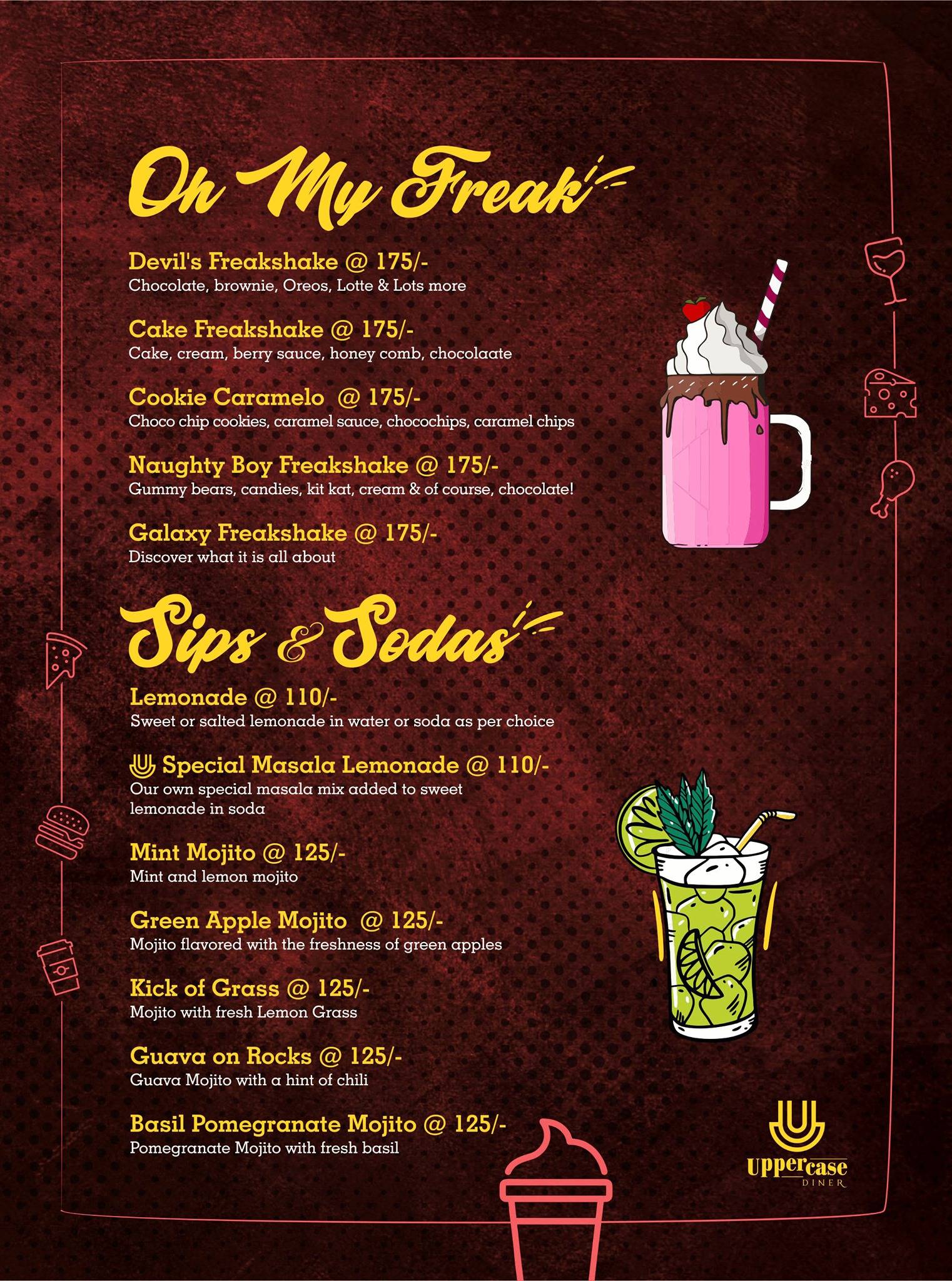 UPPERCASE Diner menu