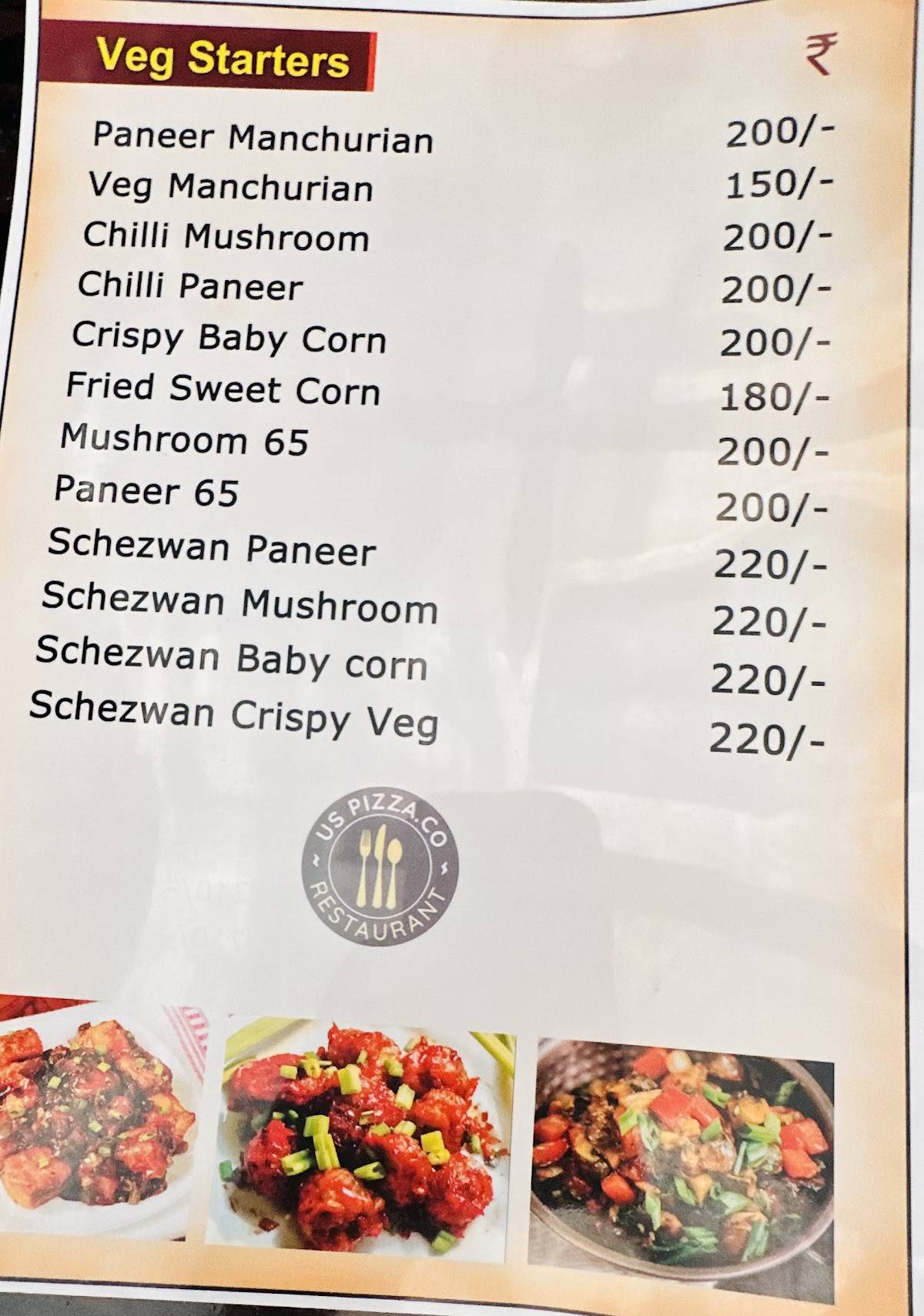 US Pizaa menu
