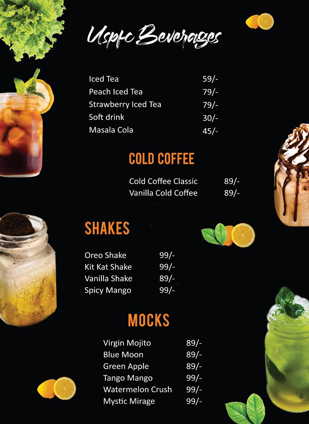 US Pizza & Fried Chicken (USPFC), Imphal menu