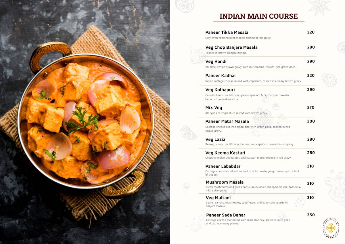 UTSAVA Pure Veg Family Restaurant Fine Dine menu