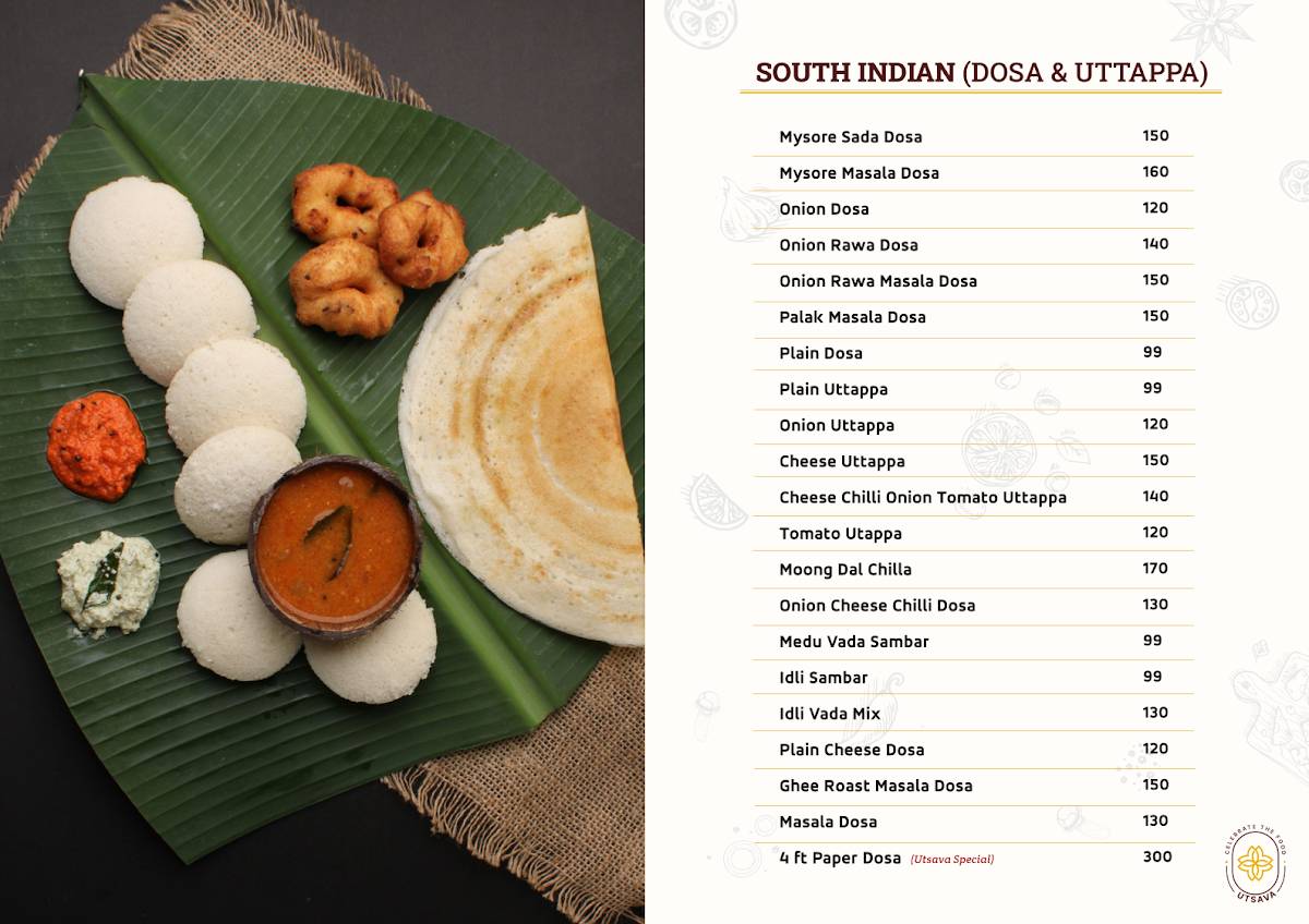 UTSAVA Pure Veg Family Restaurant Fine Dine menu