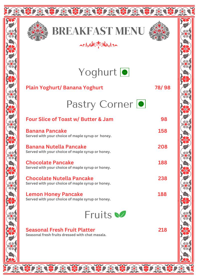 Kitchens of Mewar Restaurant menu