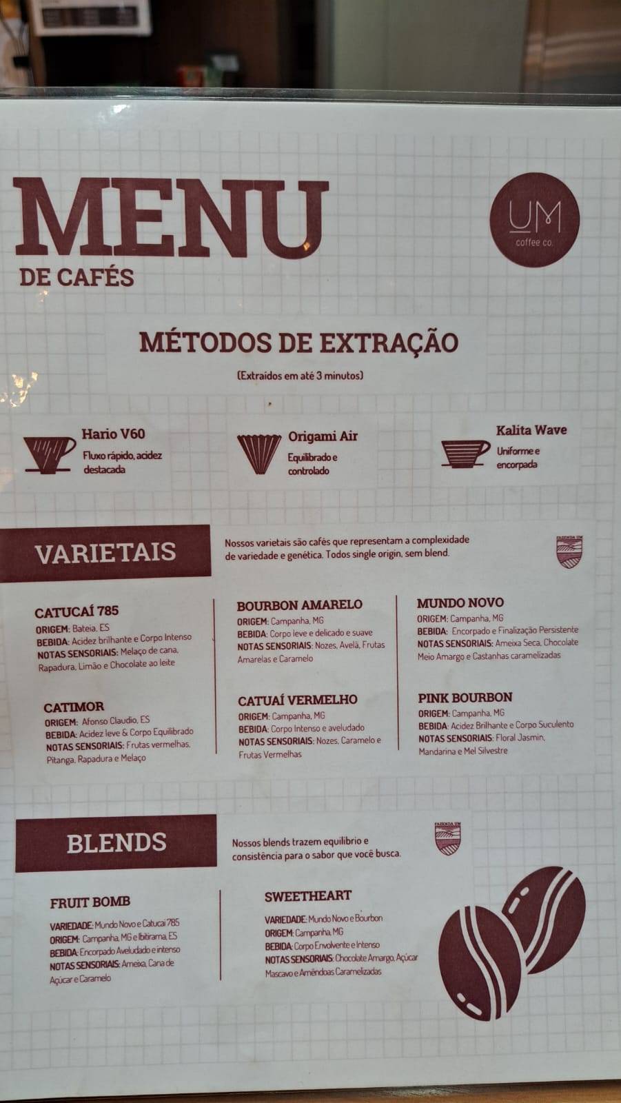 Um Coffee Co. cardápio