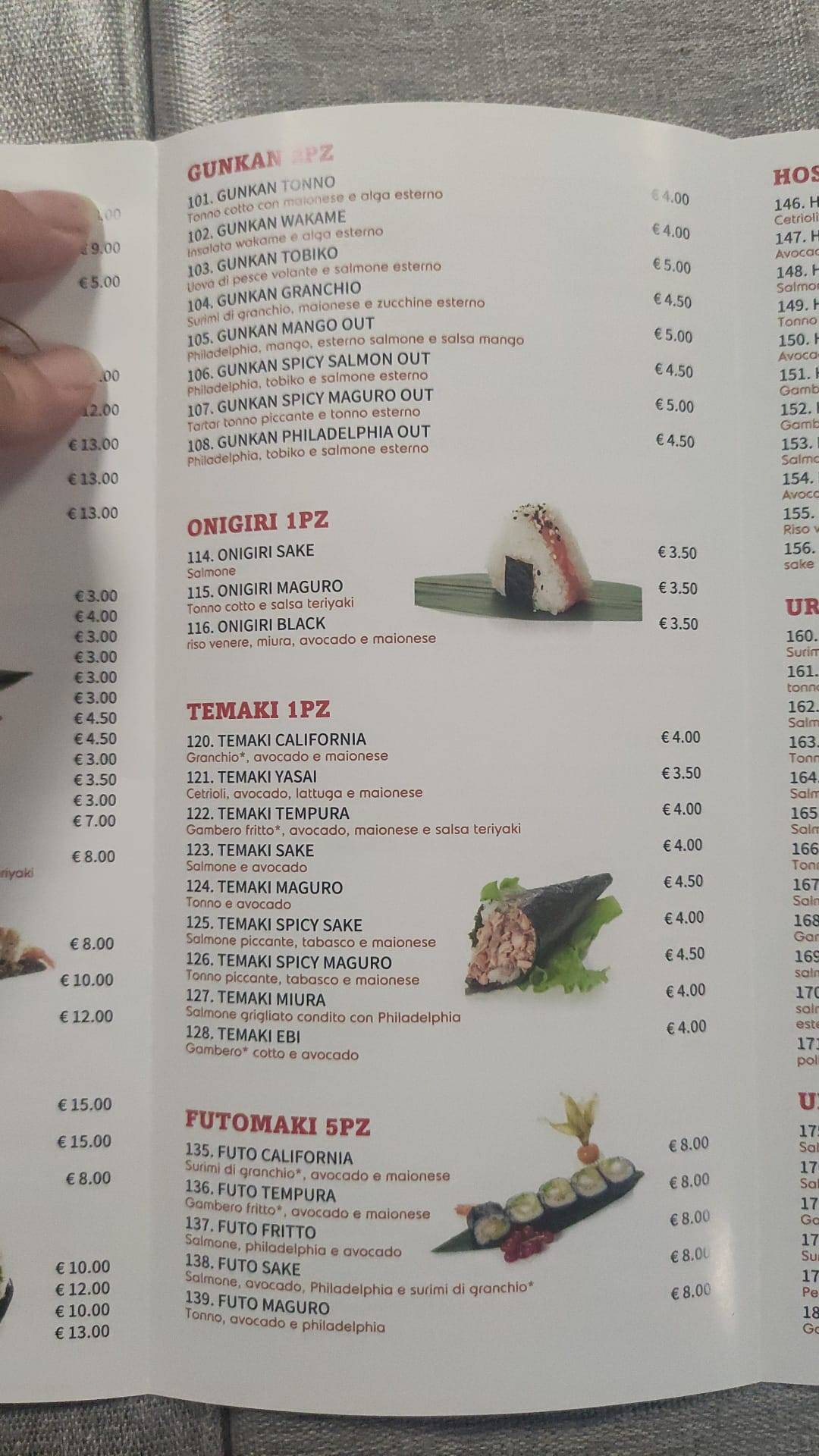 Menu di Uni sushi 