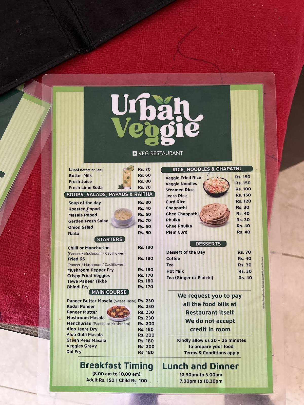 Urban Veggie Restaurant - Rameswaram menu