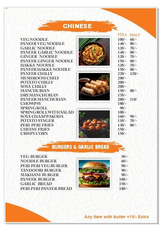 Uttam Fast Food point menu