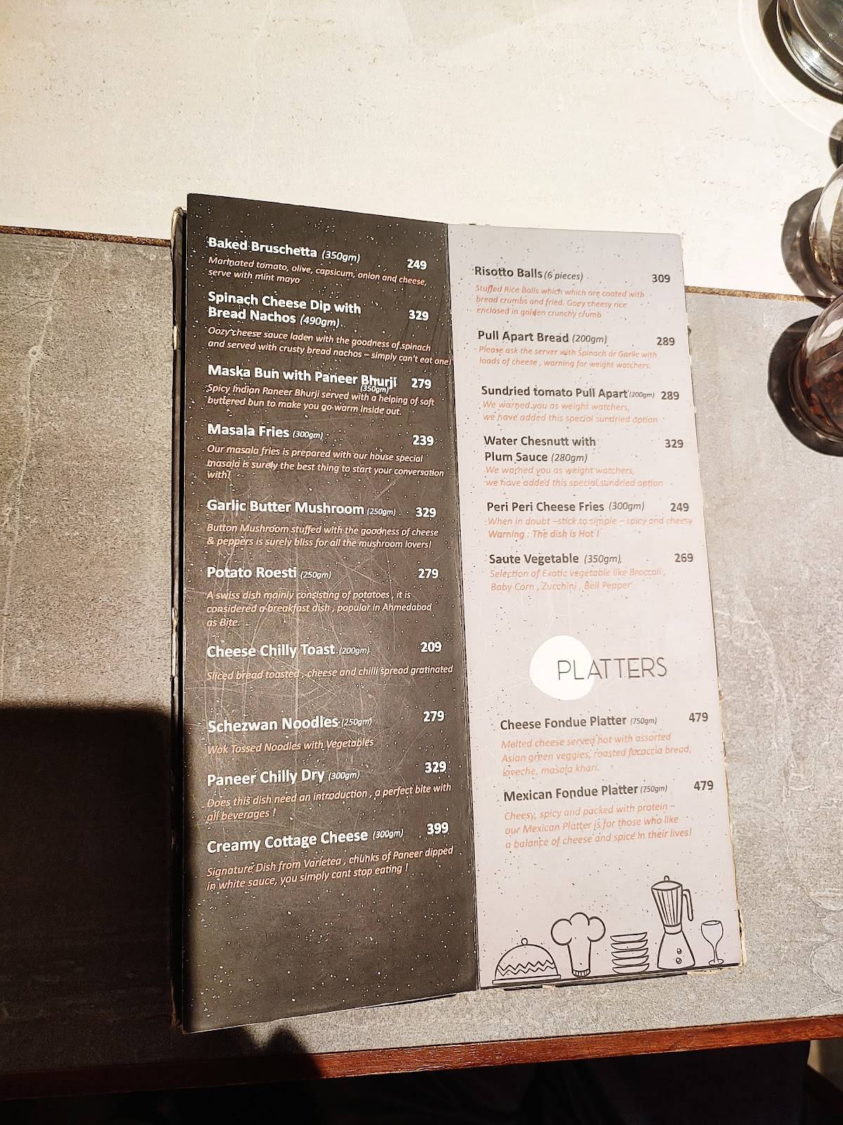 VARIETEA VADODARA menu