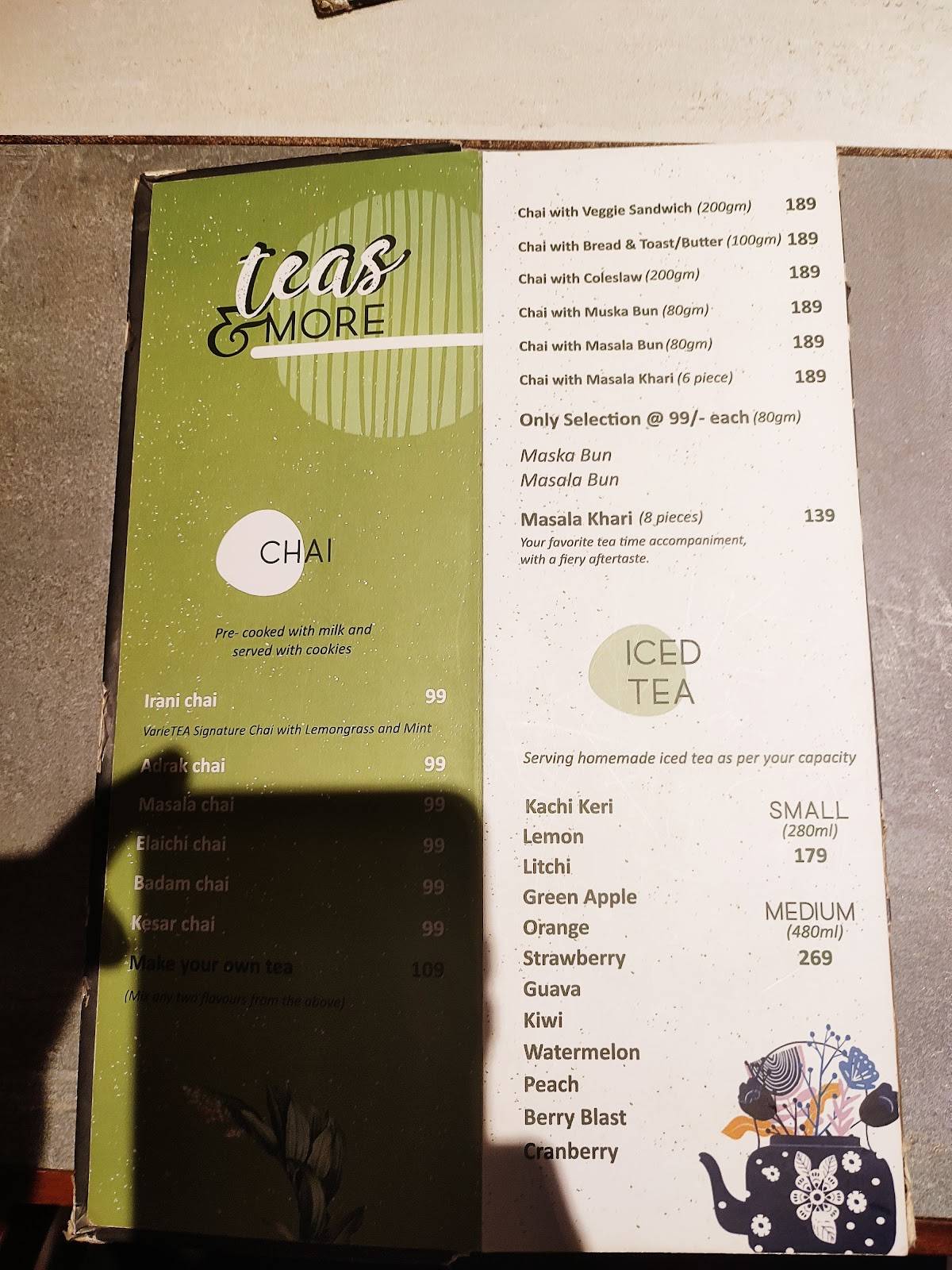 VARIETEA VADODARA menu
