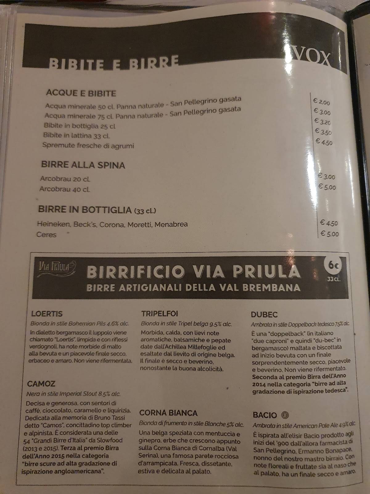 Menu di Vox 