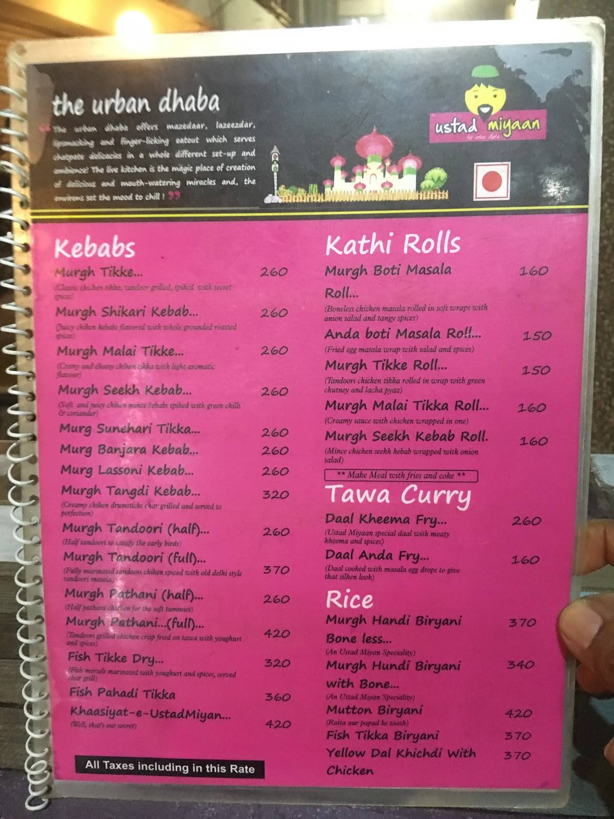 Menu At Ustad Miyaan, Vadodara, Vishwas Colony Rd