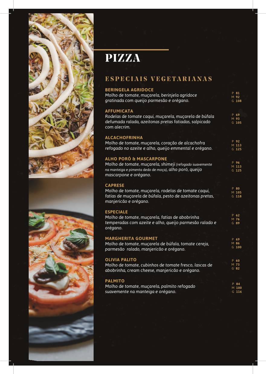 Valentina Pizzaria Asa Sul cardápio