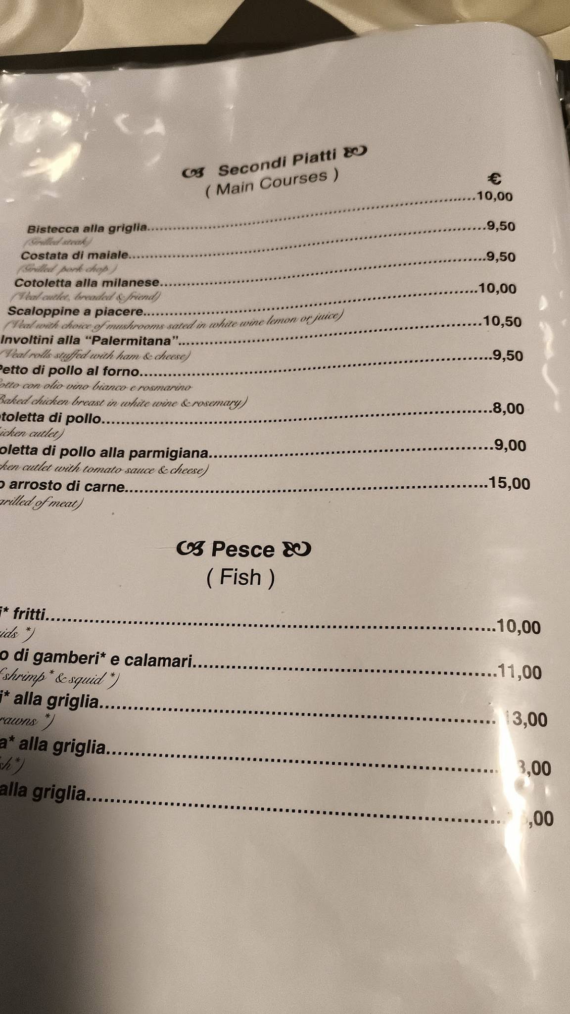 Menu di Valentino 