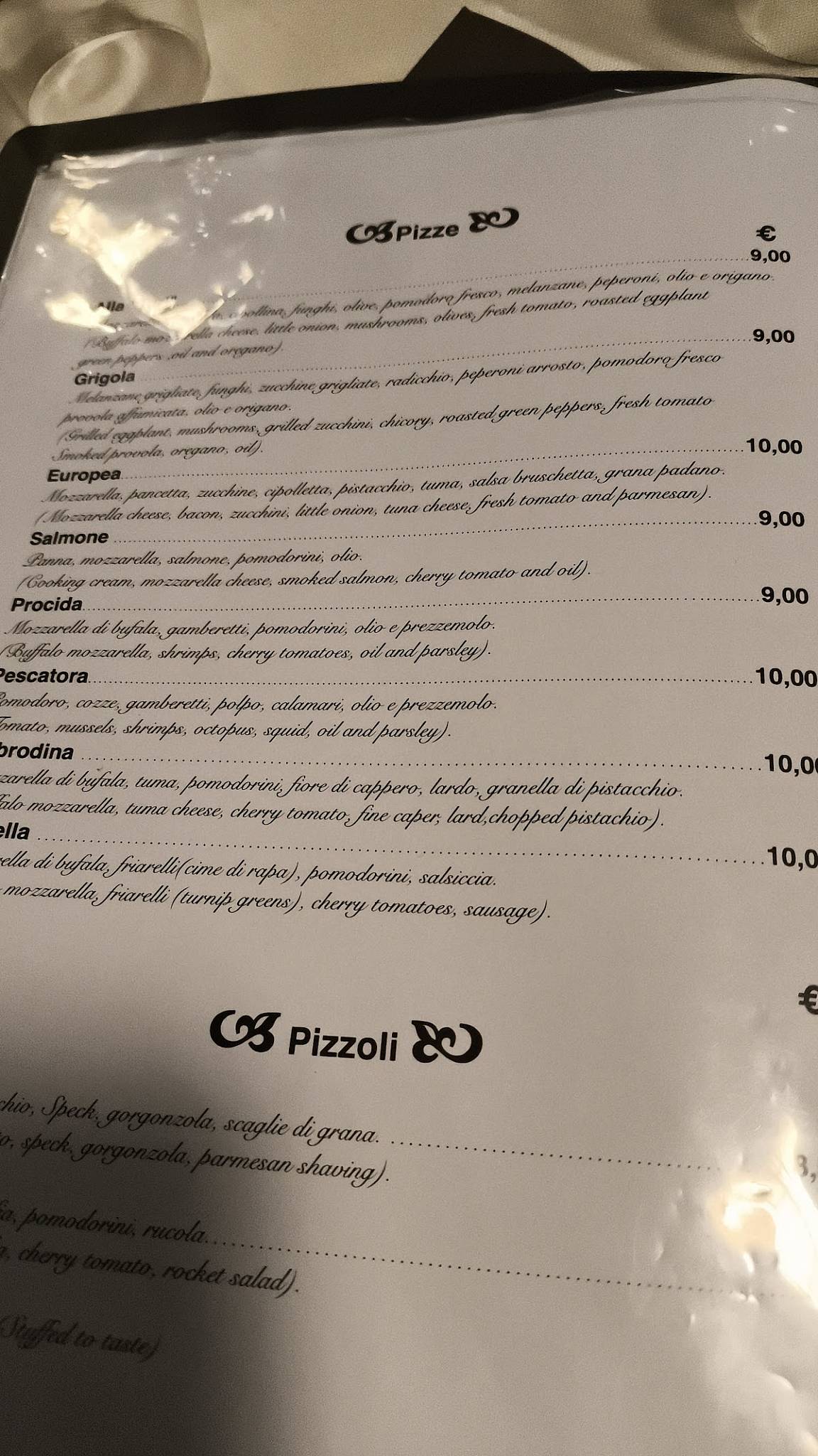 Menu di Valentino 
