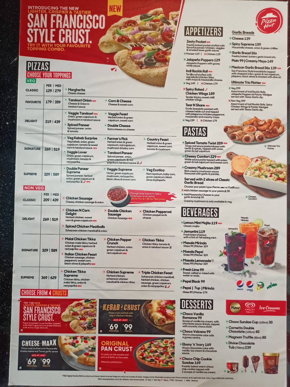 Pizza Hut JHV Mall, Varanasi menu