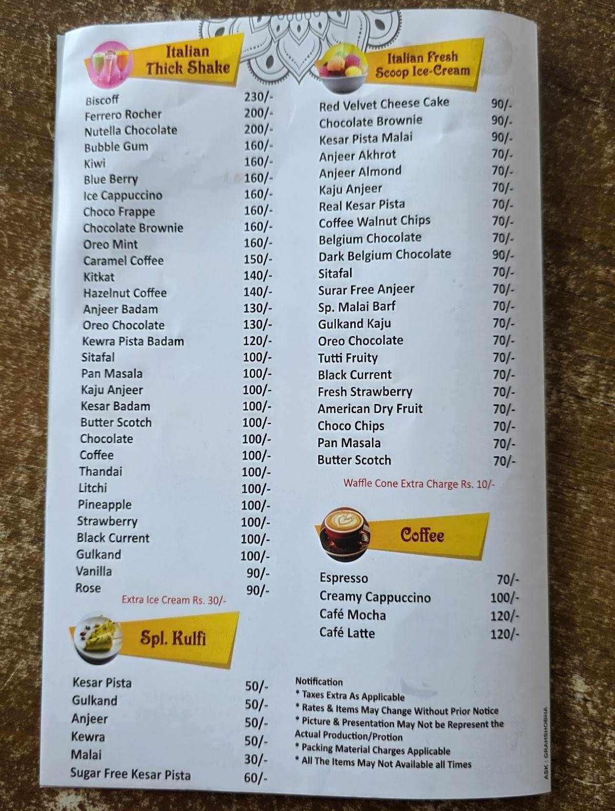 Vardhman Restaurant menu