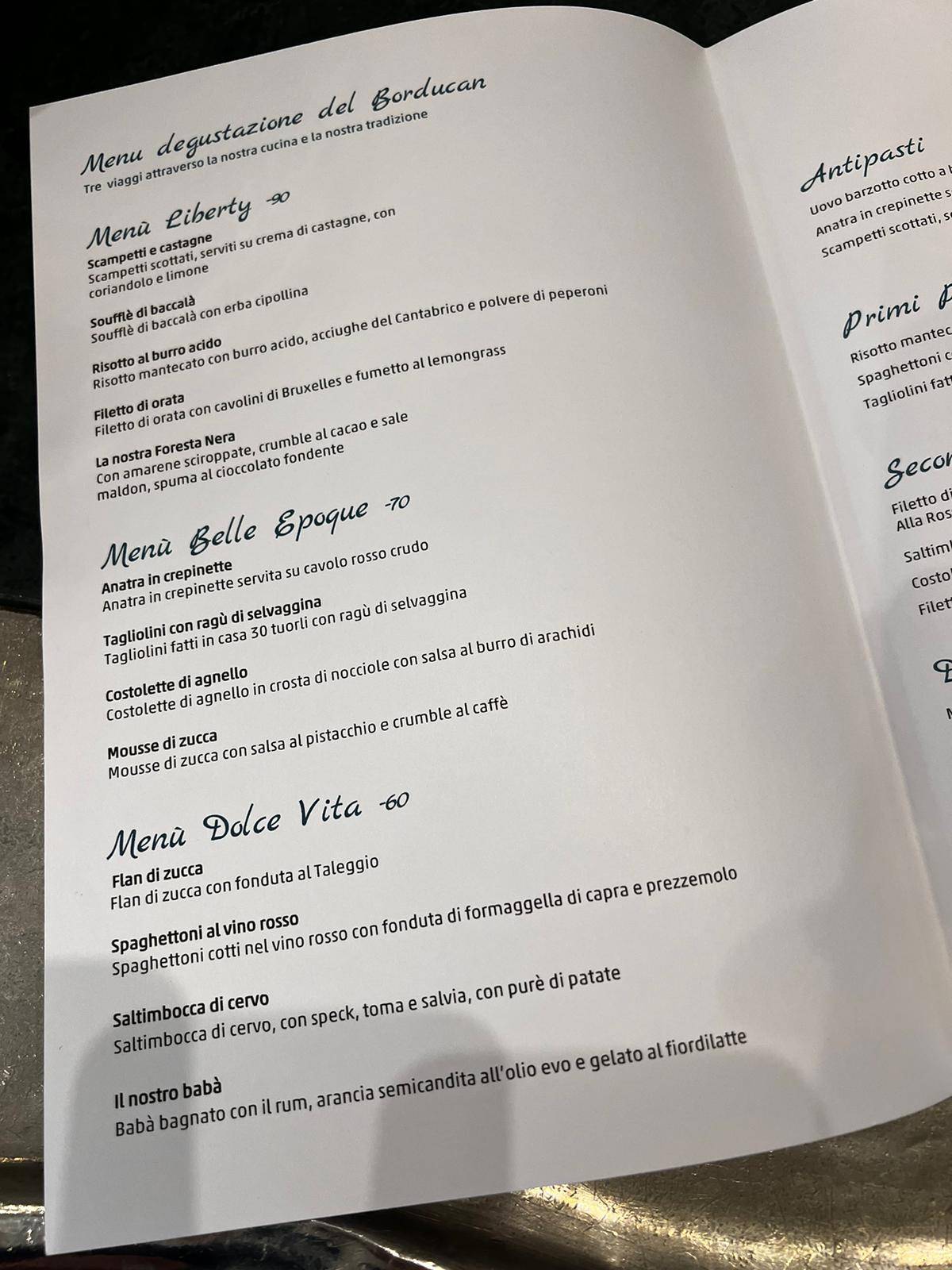 Menu di Al Borducan Romantic Restaurant 