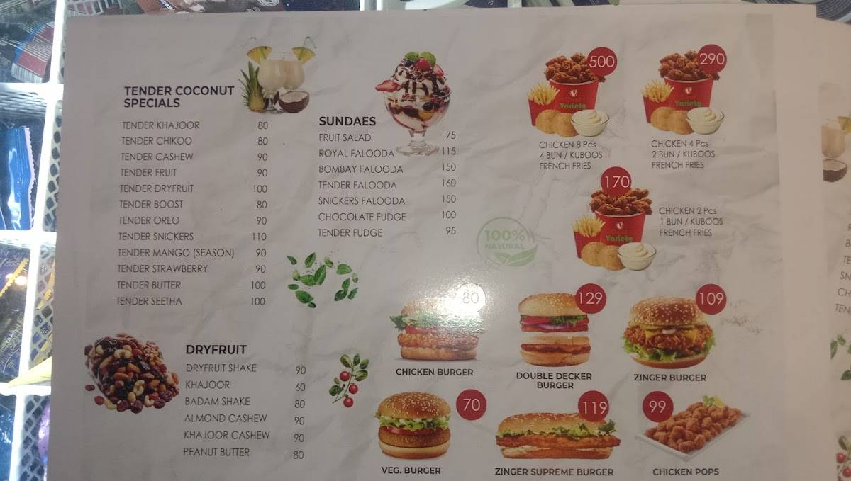 Variety Foods menu