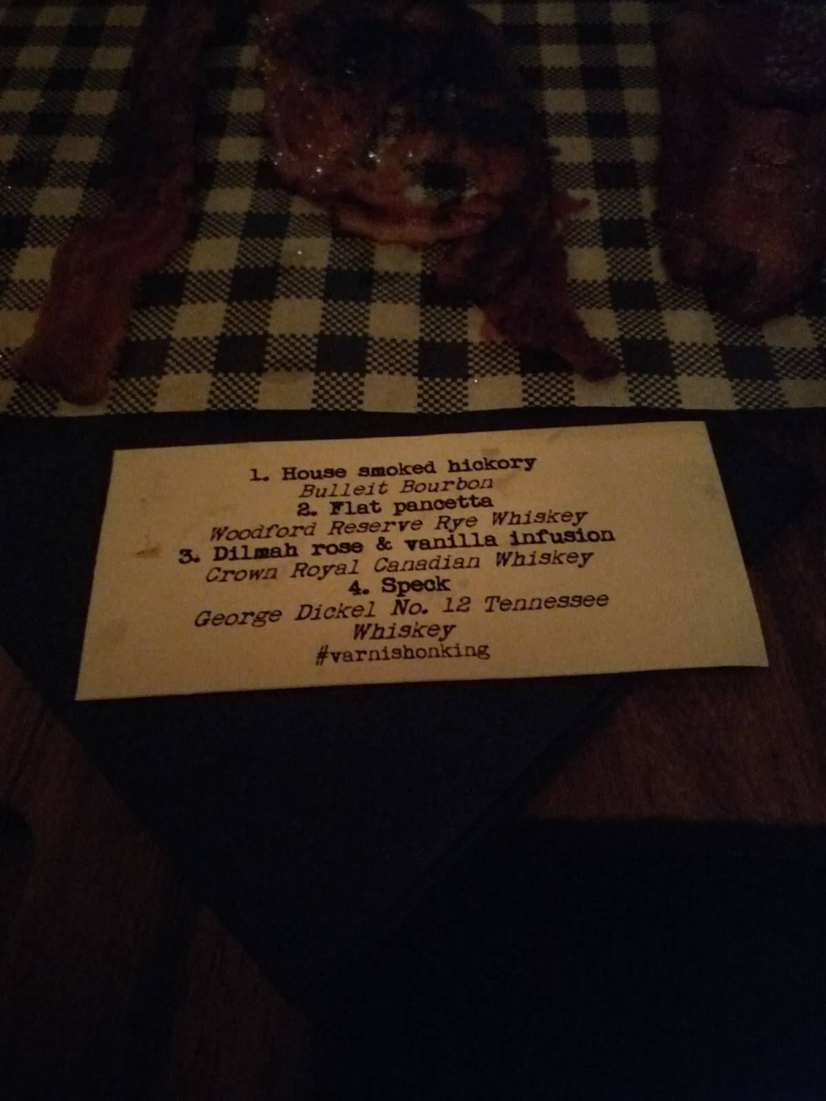 Menu at Varnish on King restaurant, Perth