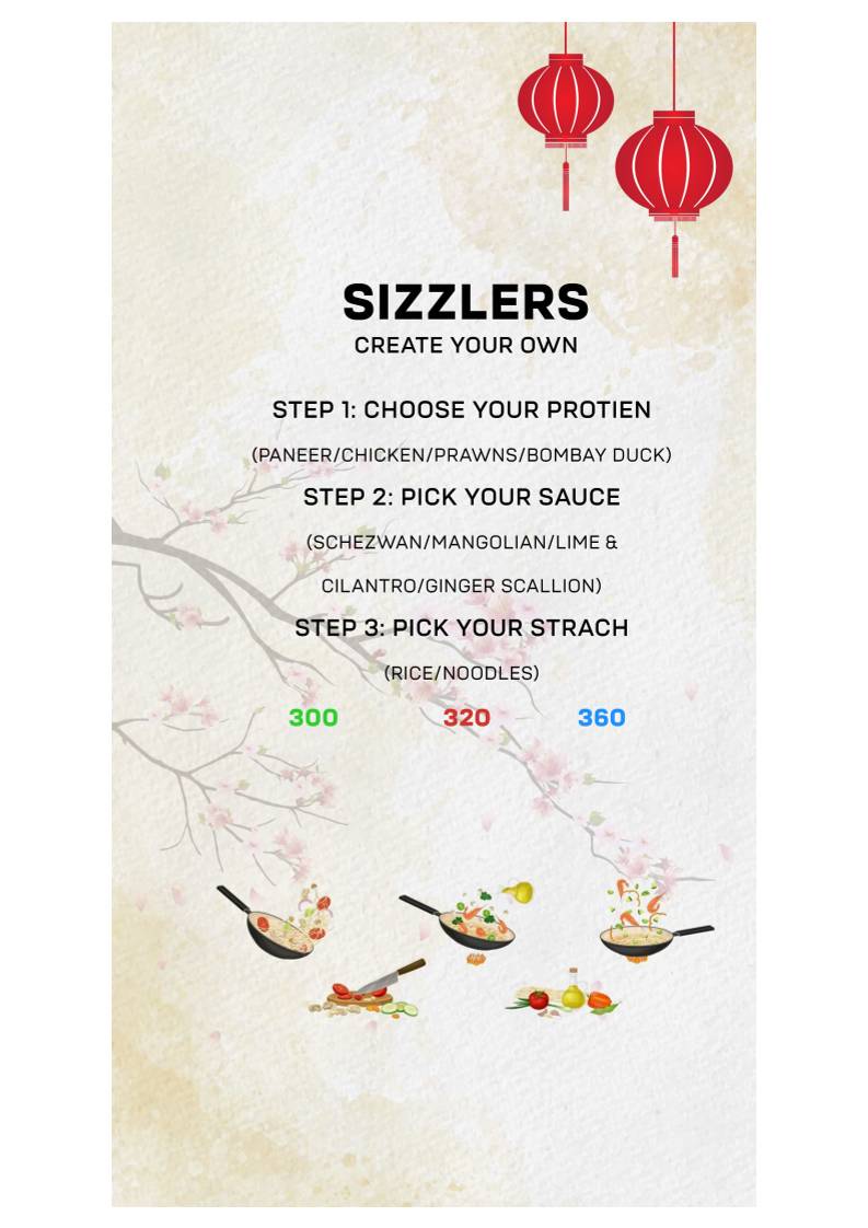 The Hakka Chinese menu