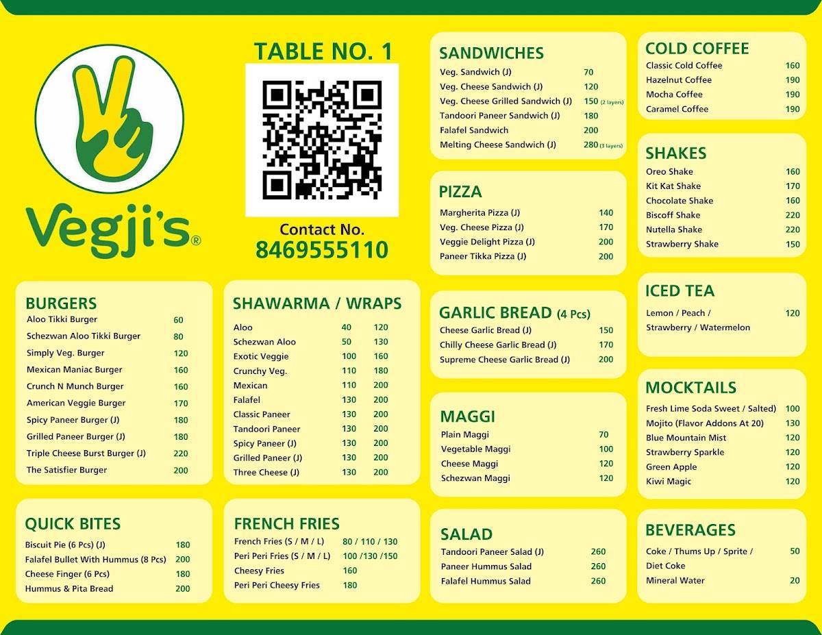Vegji's menu