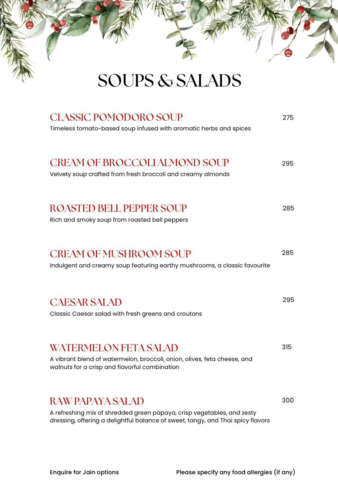 Venezia menu