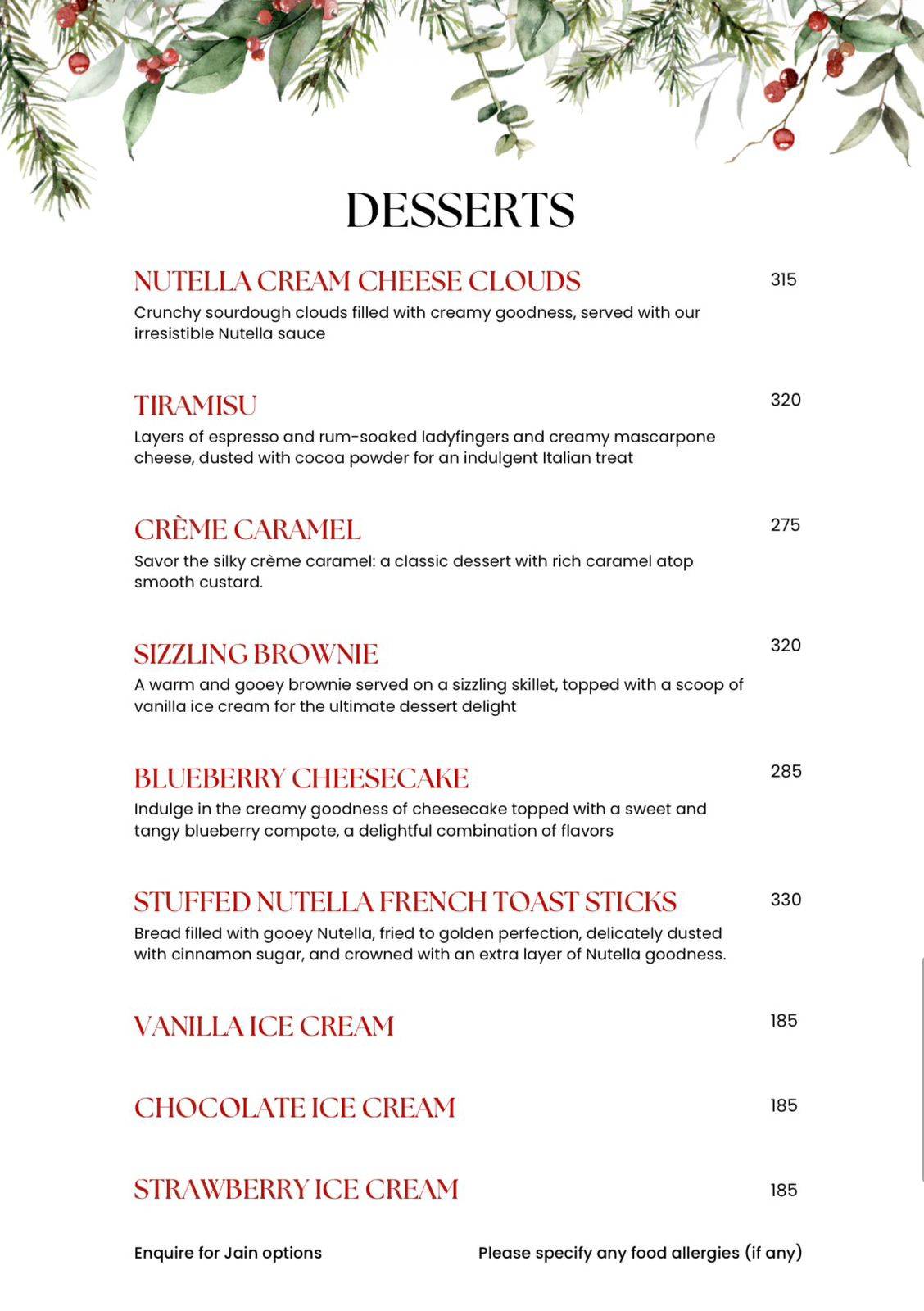 Venezia menu