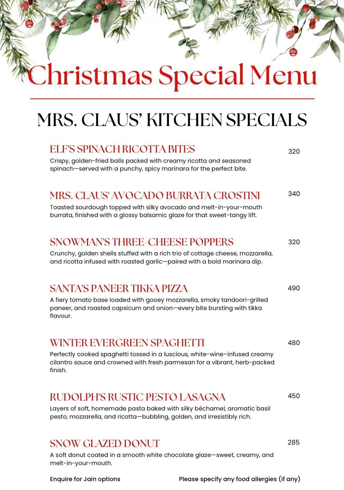 Venezia menu