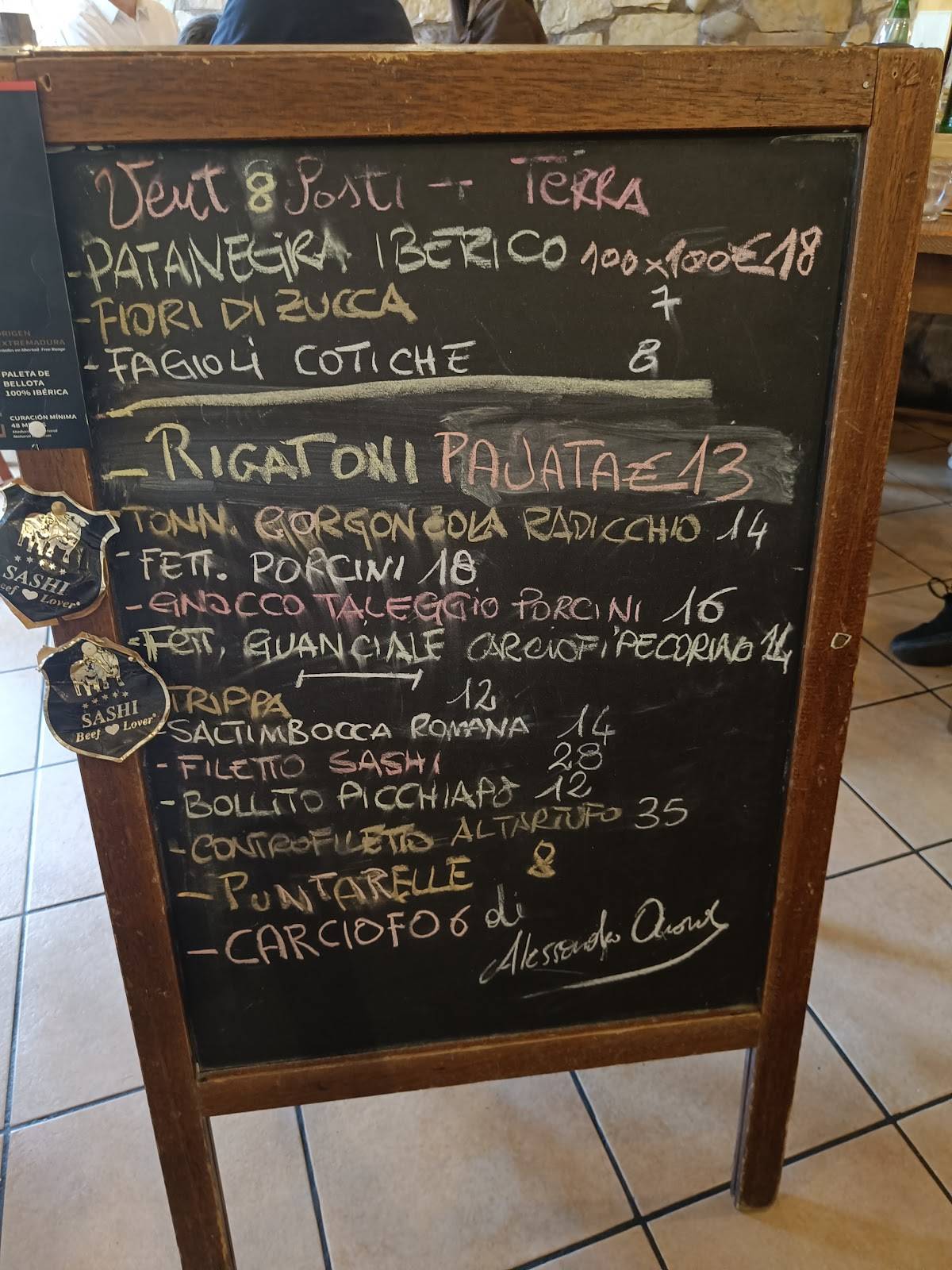 Menu di Vent8posti di Alessandro Onori 