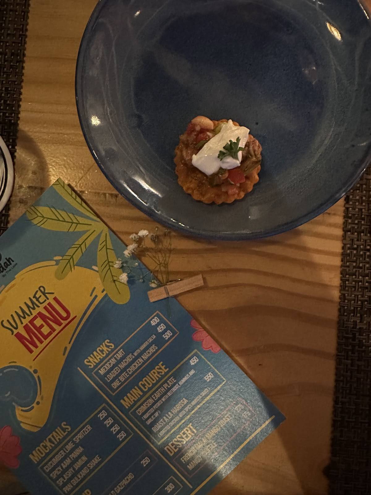 Verandah by the Lake menu