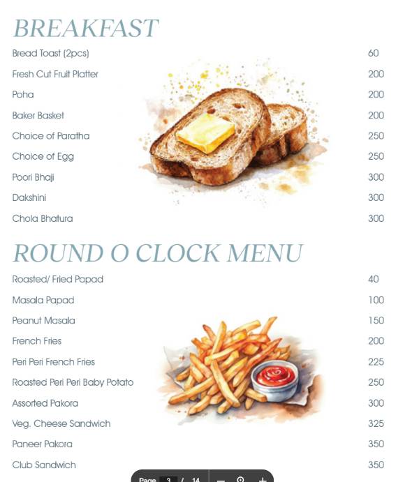 Verandah by the Lake menu