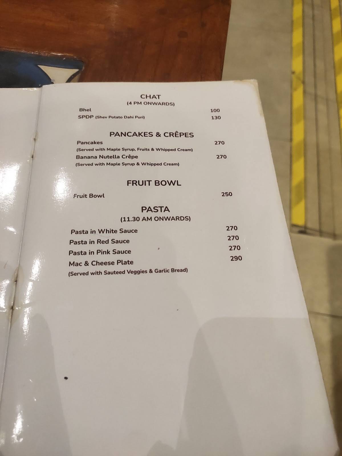 Verandah menu