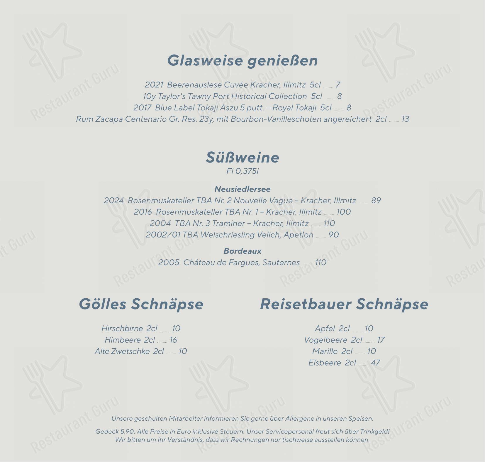 Menu bar pour Vestibül Restaurant im Burgtheater restaurant