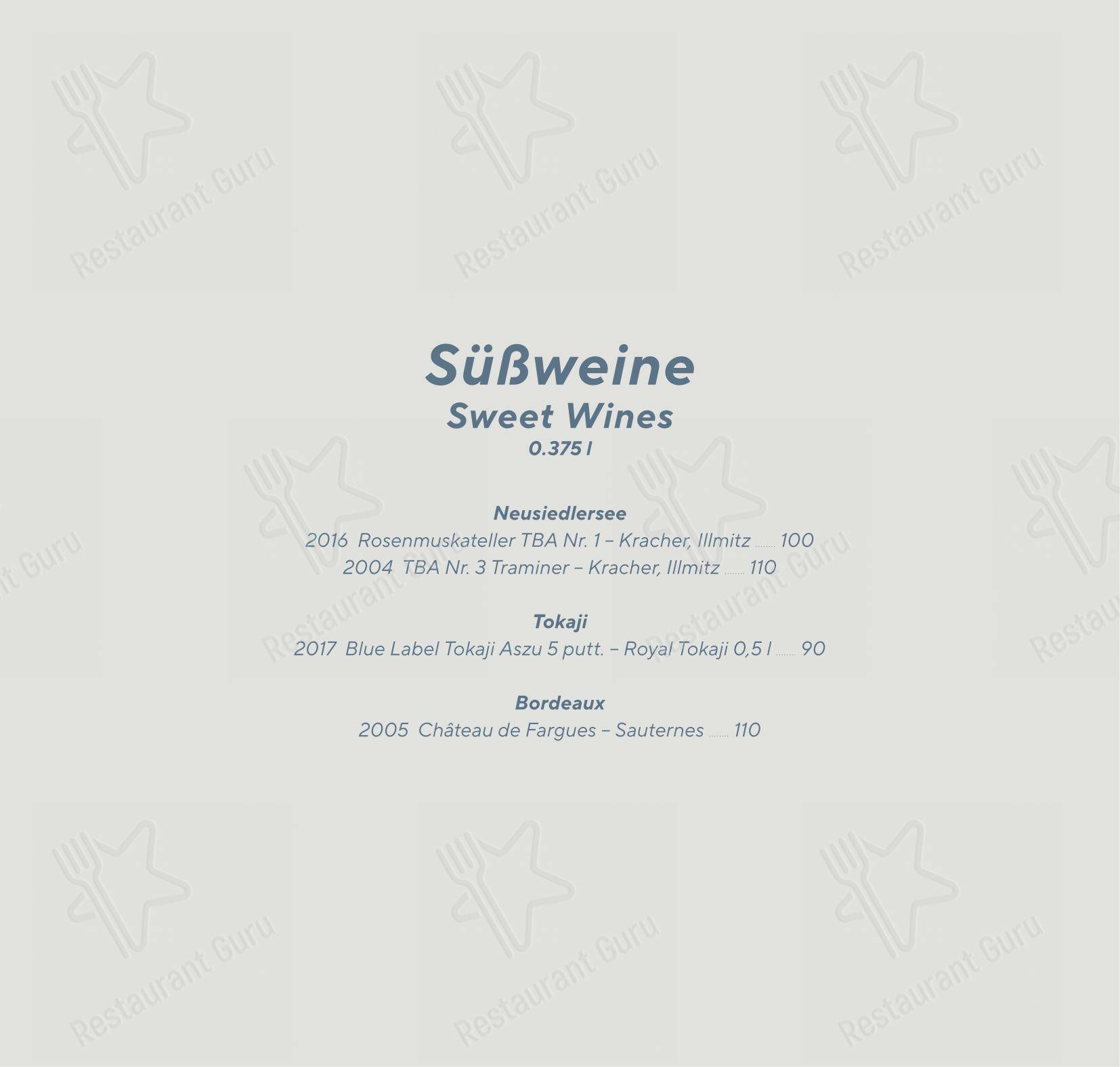 Menu pour Vestibül Restaurant im Burgtheater - 菜单