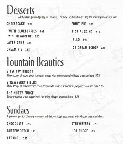 Menu at The View Restaurant, Bridgeview