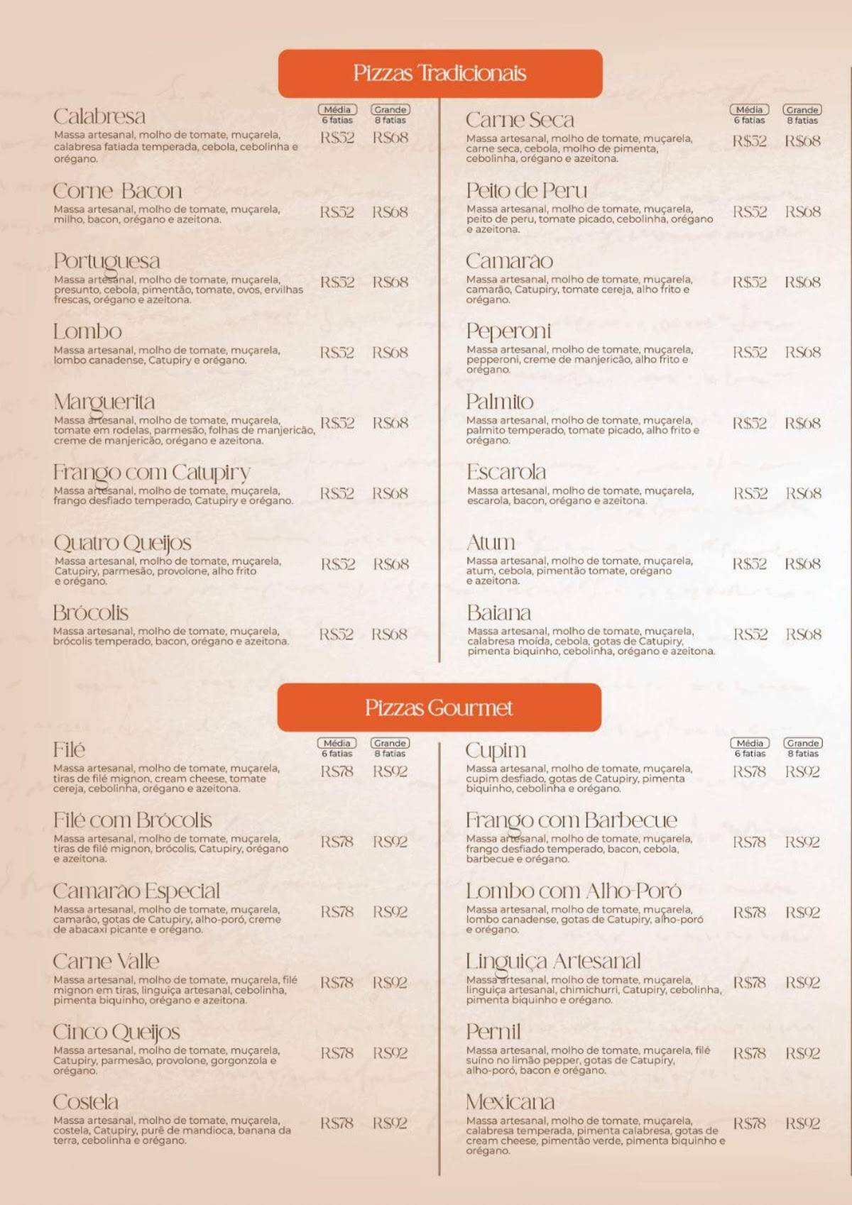 Villa Sapori Pizzaria cardápio