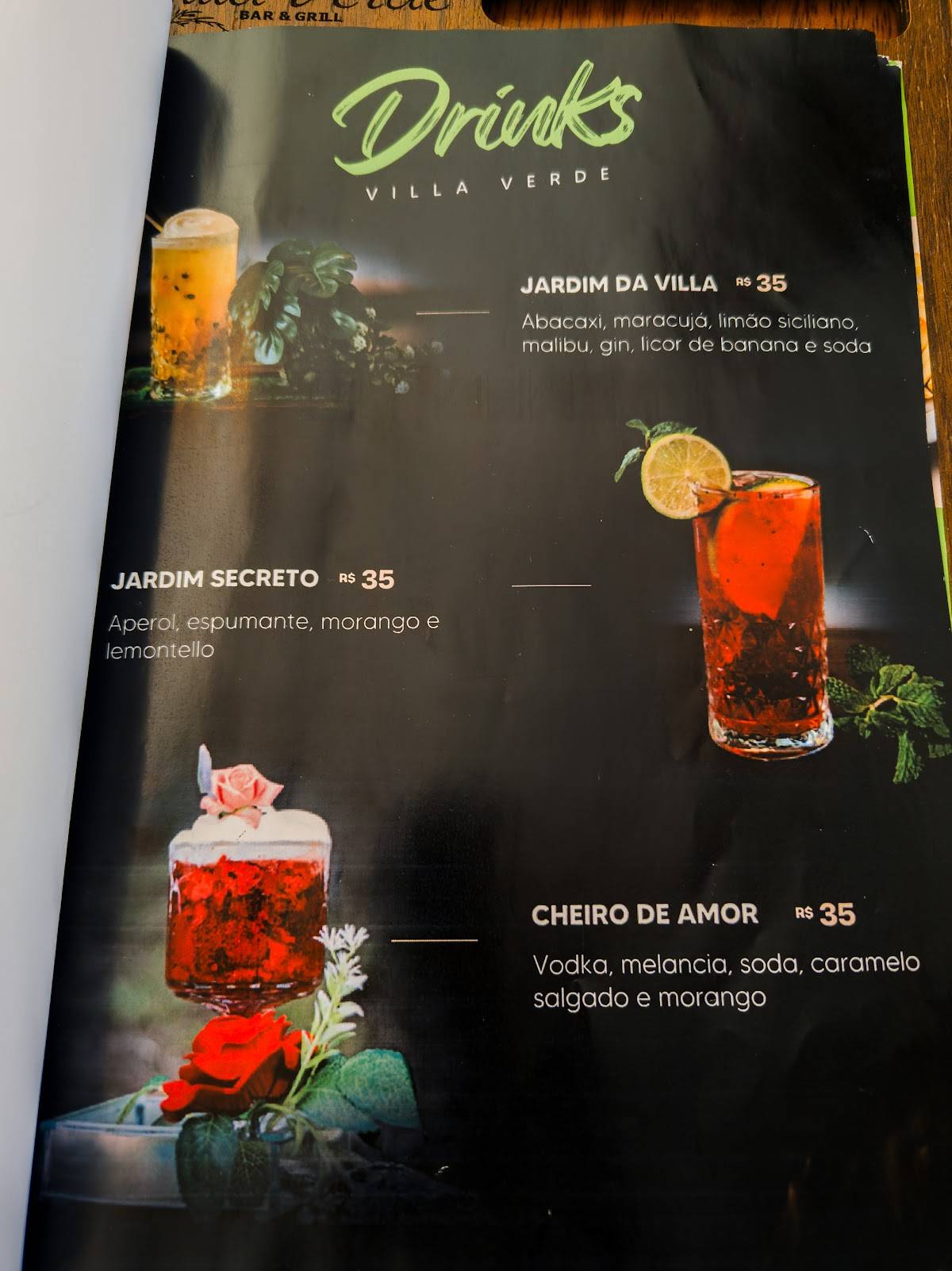 Villa Verde Bar e Grill cardápio