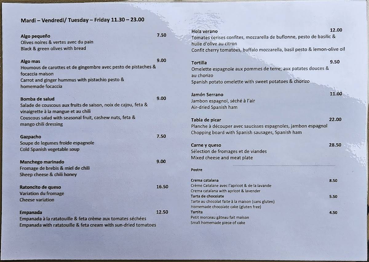 Menu di Volver BarTapasCafé 