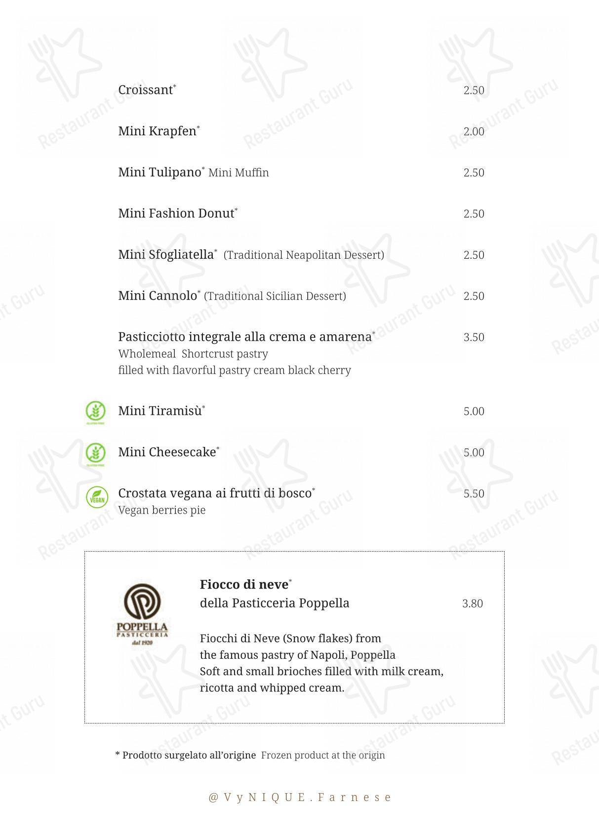 VyNIQUE Enoteca Regionale del Lazio in Roma - Основное меню