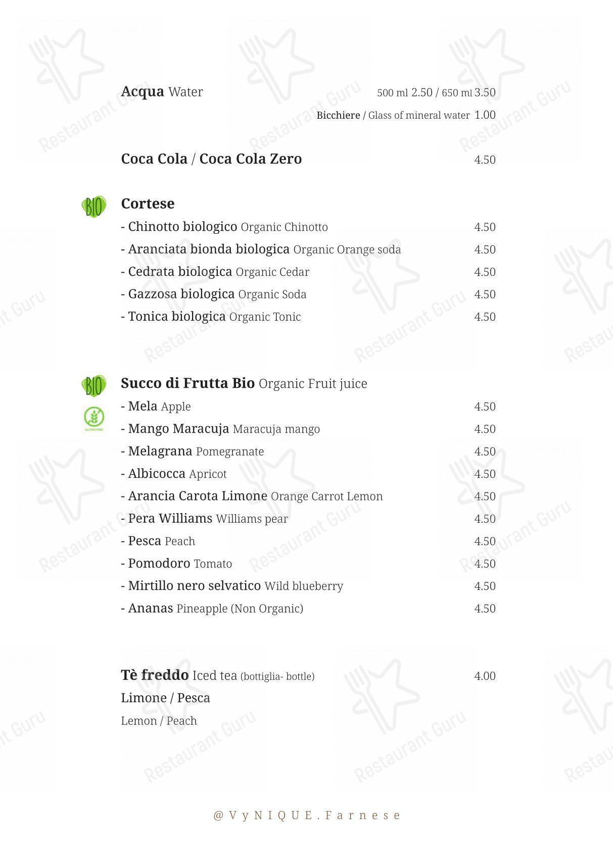 Menu di VyNIQUE Enoteca Regionale del Lazio - Основное меню