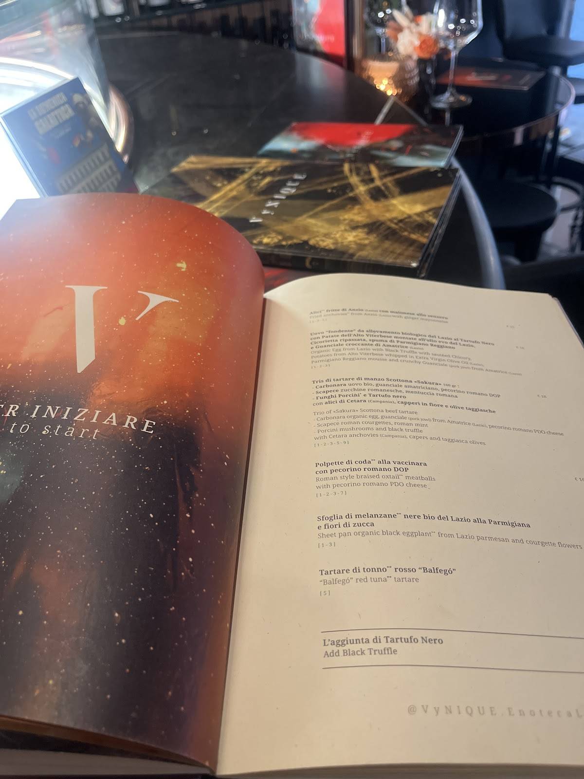 Menu di VyNIQUE Enoteca Regionale del Lazio 