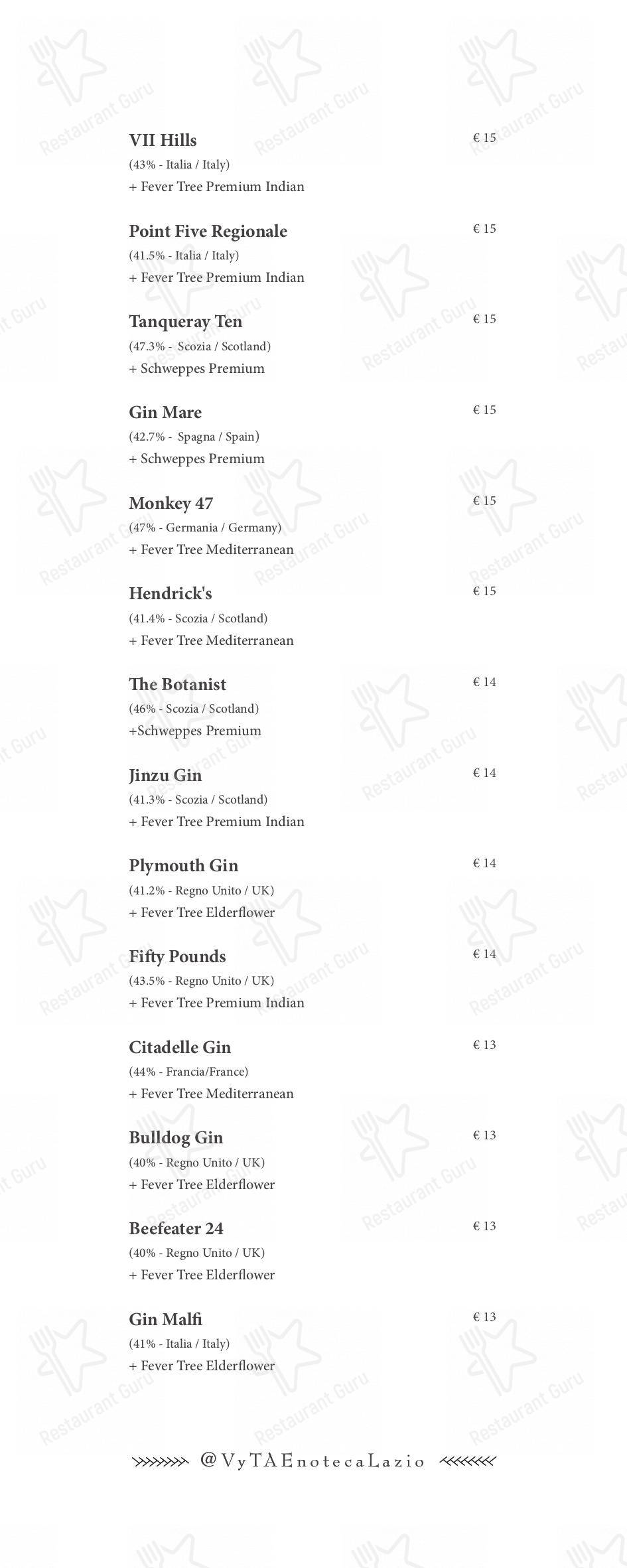 Menu bar per Vyta pub & bar