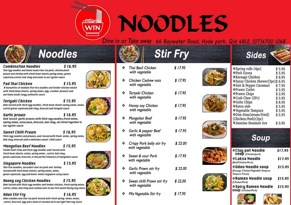 Carta del restaurante WIN Noodles, Hyde Park