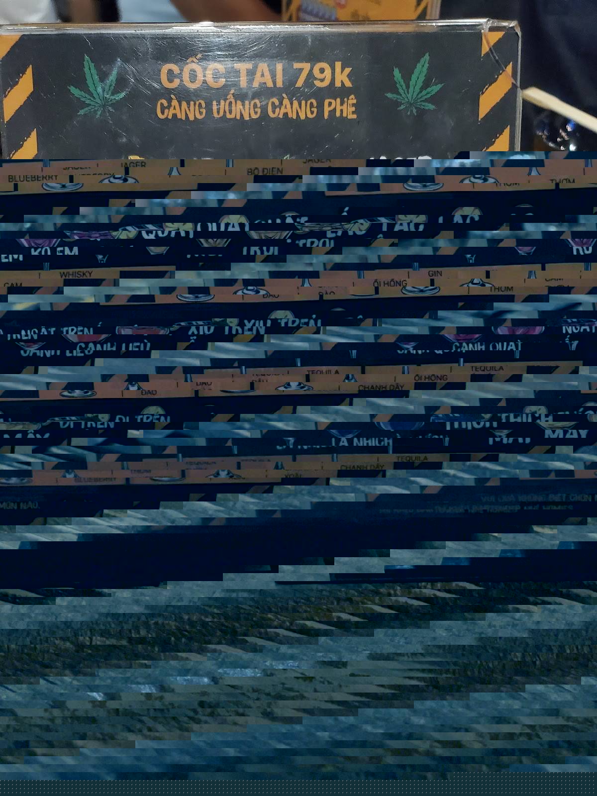 Menu at Warning Zone 173 restaurant, Ho Chi Minh City