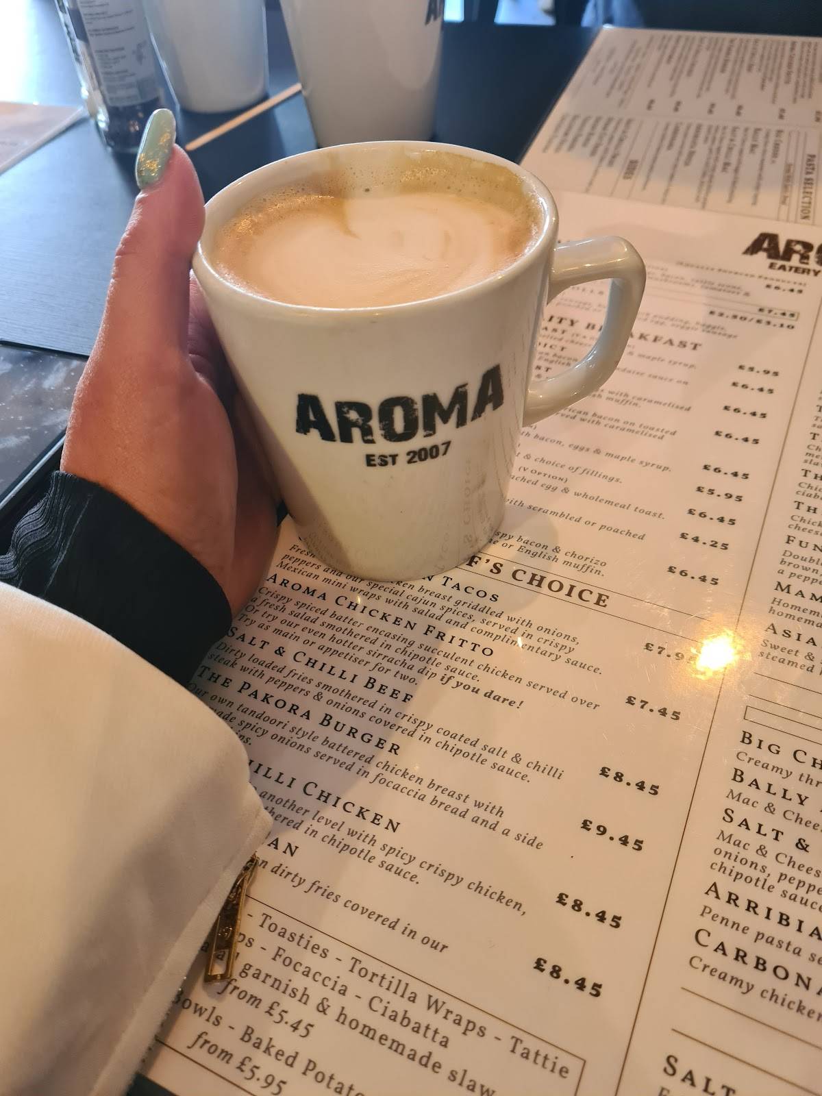 Menu at Aroma Coffee & Kitchen cafe, Wishaw