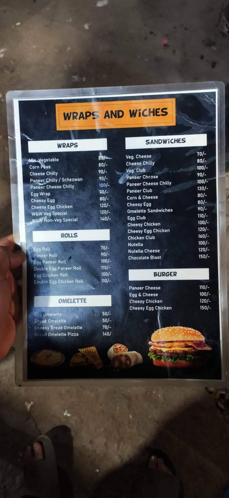 Wraps and Wiches menu