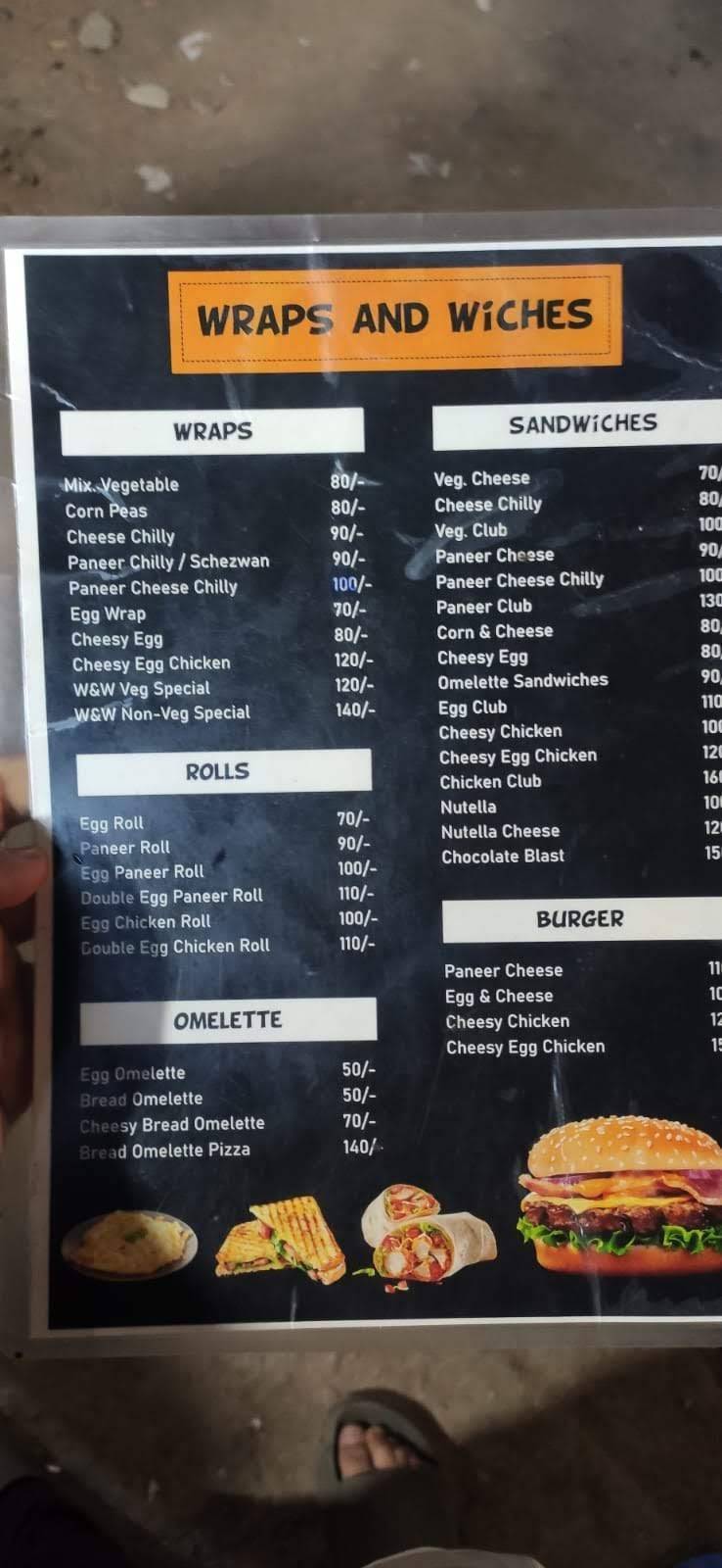 Wraps and Wiches menu
