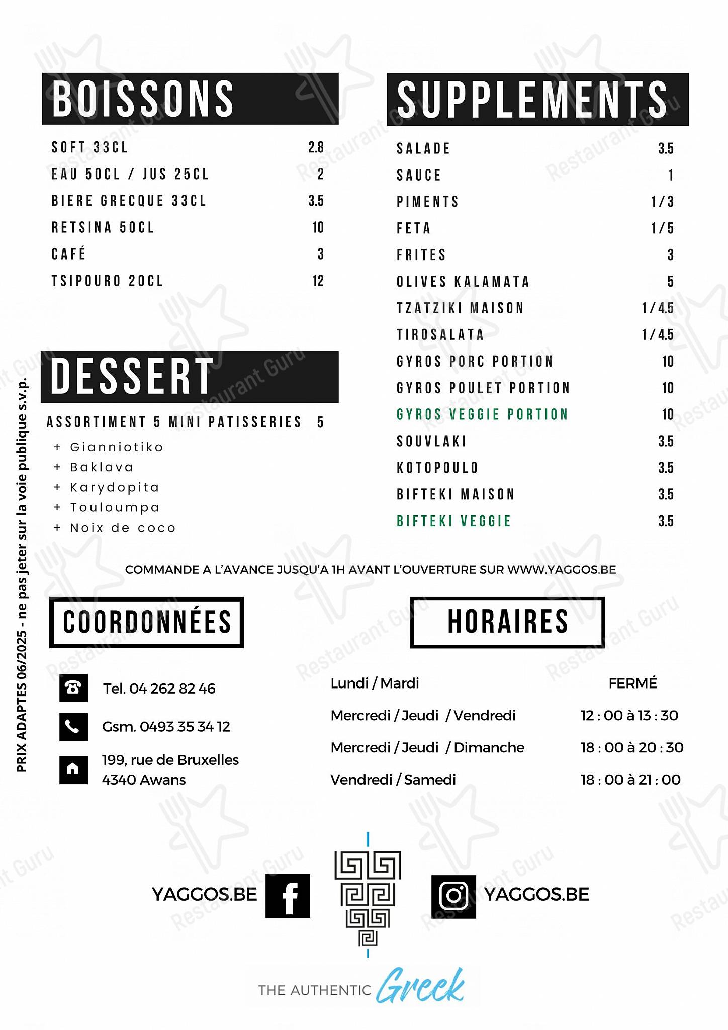 Menu de YAGGOS
