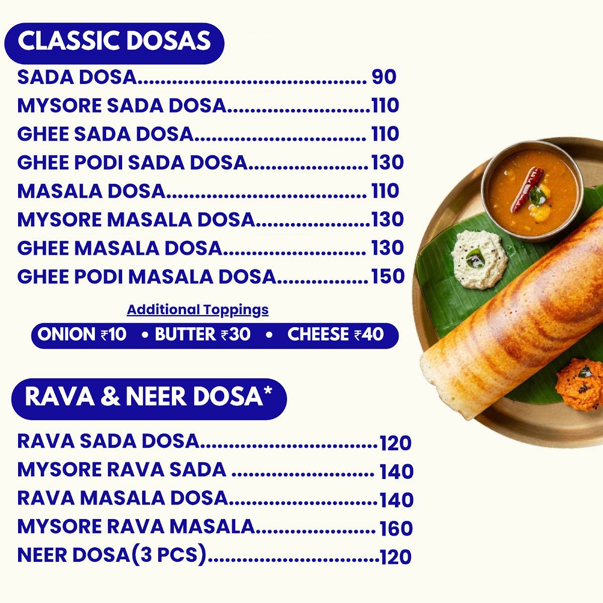 YELLURA by Shetty's Heritage Udupi Dosa South Indian Cafe-Restaurant menu